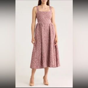 Blu Pepper Rose-Textured Midi Dress